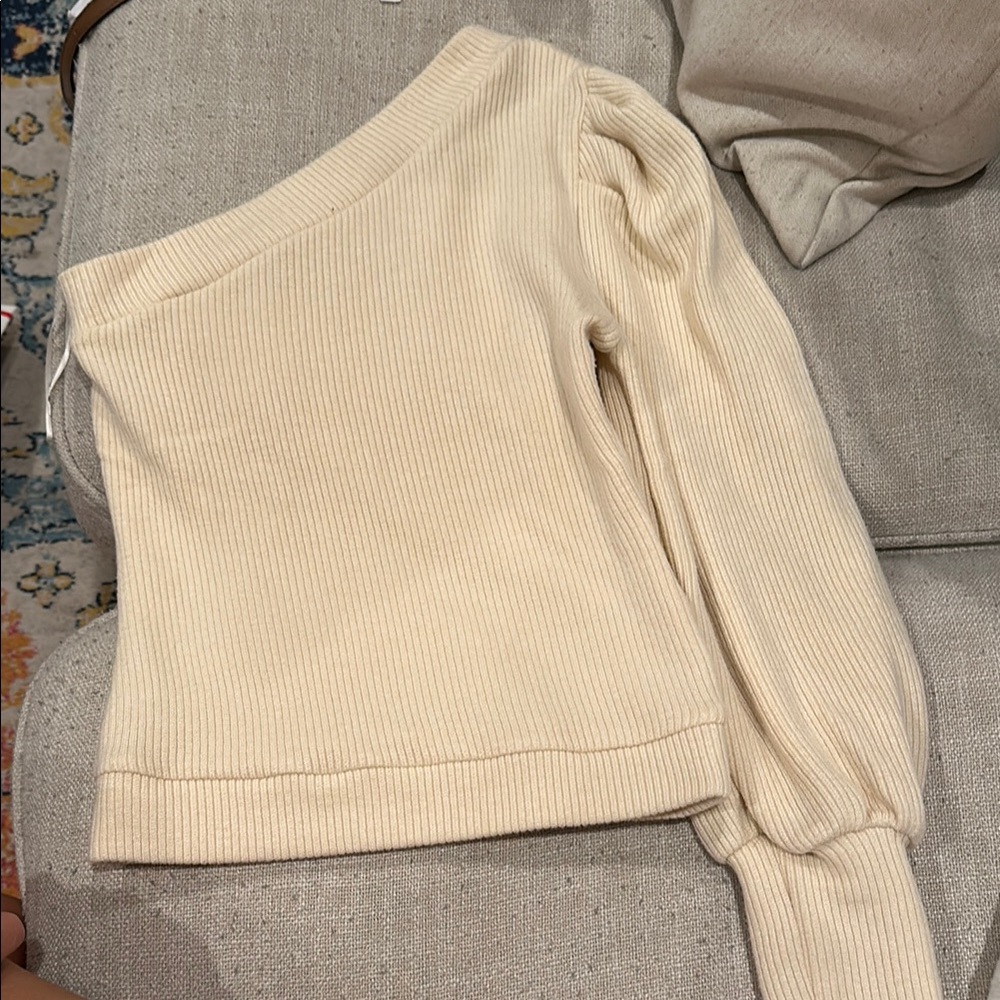 Glam Cream Off-the-Shoulder Knit Sweater